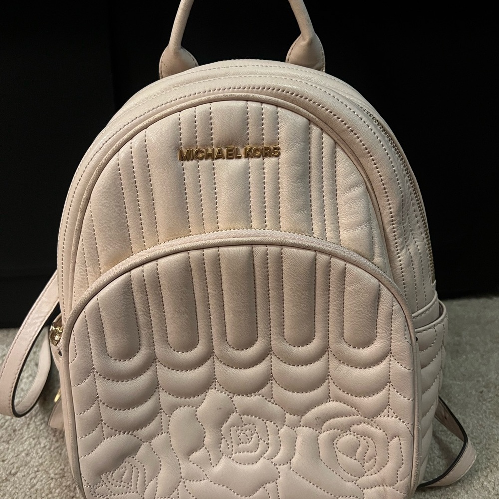 Michael Kors Beige Quilted Backpack